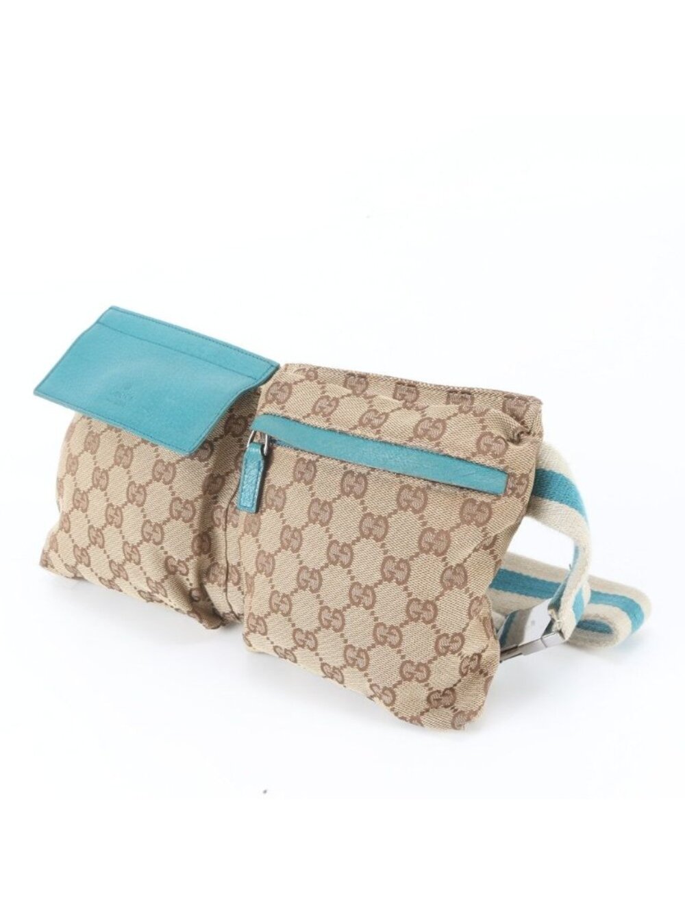 Gucci GG Canvas Leather 2-Way Belt Bag Waist Pouch